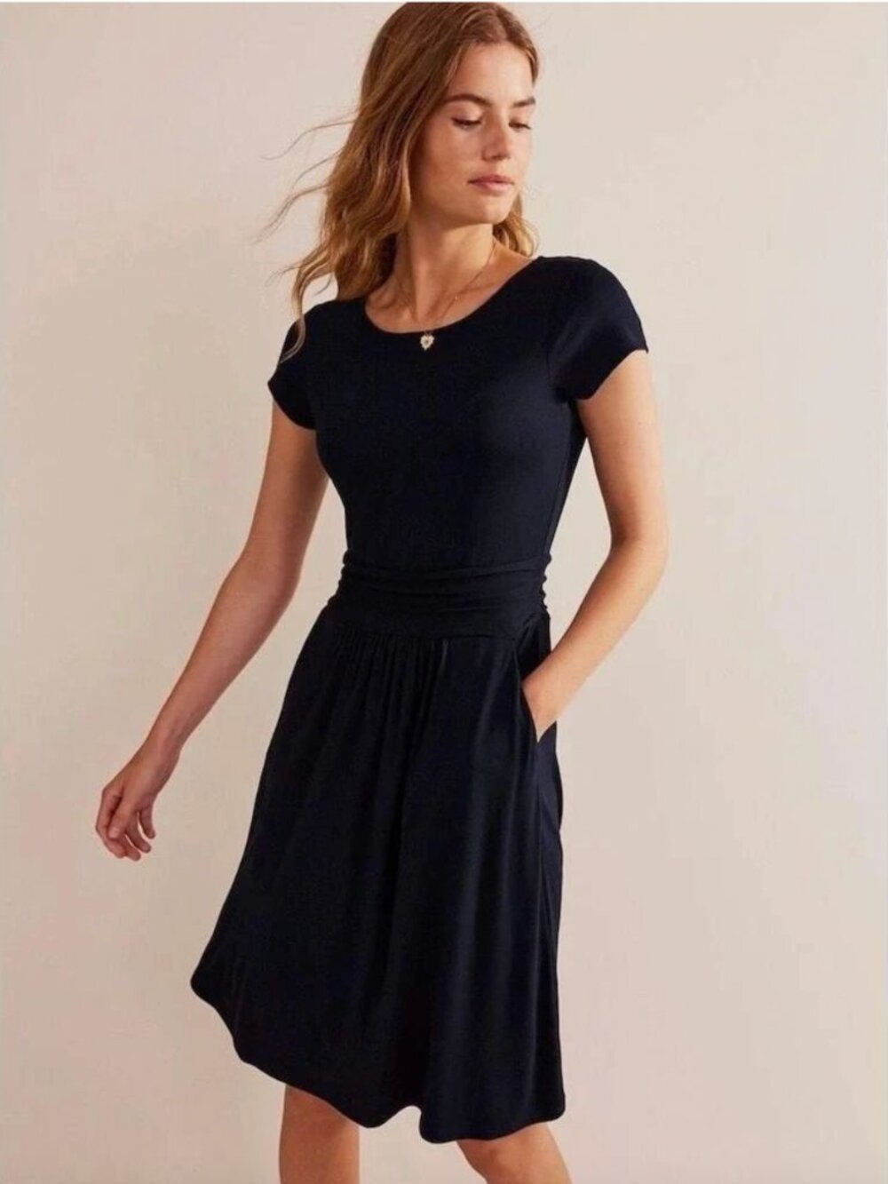 Boden Amelie Jersey Dress, Navy, 2P, Short Sleeved